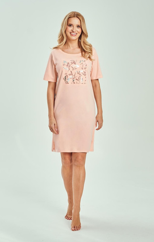 Жіноча Нічна Сорочка 3554 Valentina Taro – 100% Бавовна, Принт, Короткий Рукав, Комфортна для Сну