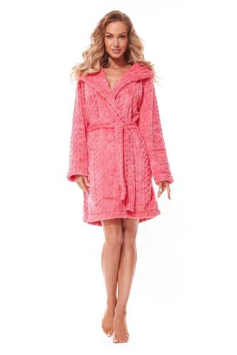 Короткий жіночий халат 2308  Swet L&L - кораловий