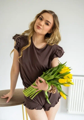 Піжама Dkaren Lulu 2 жіноча бавовняна комплект шорти комфорт