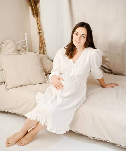 Нічна сорочка для вагітних і годуючих мам 34WD White Dalia Koszula Marija, - біла