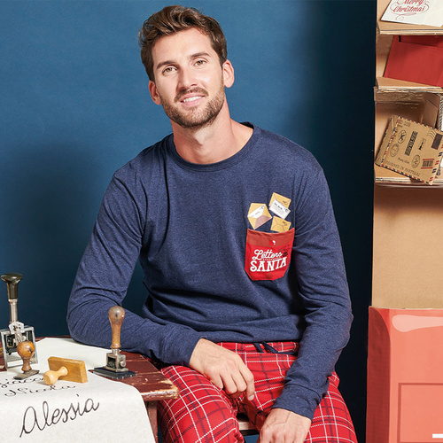 Чоловіча піжама Gioew Sorbetto – святкова, з принтом і штанами в клітинку