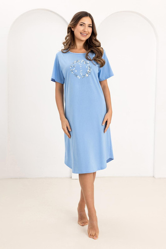 Нічна сорочка Regina 176, 100% бавовна, короткий рукав, напівкруглий виріз, принт