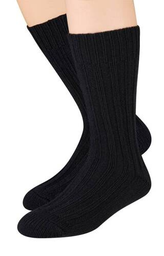 Чоловічі вовняні шкарпетки в рубчик Art.085 Steven - 003 чорний