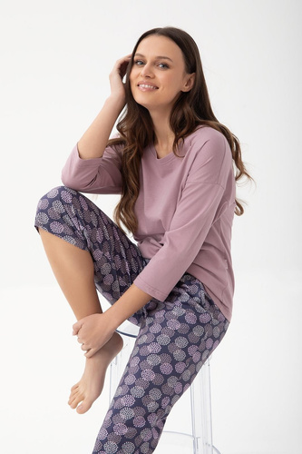 Піжама жіноча 344 Luna какао - рожевий/фіолетовий