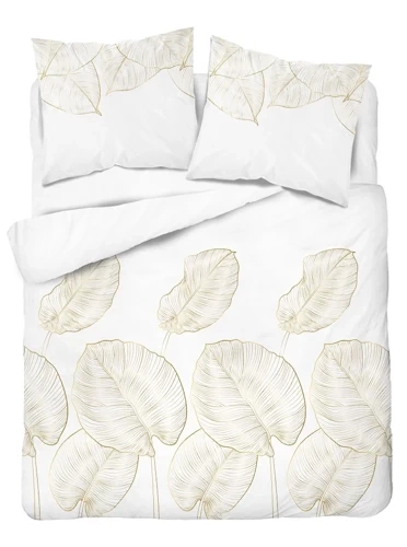 Постільний комплект 4678 А Home Satin liście Detexpol, - кремовий