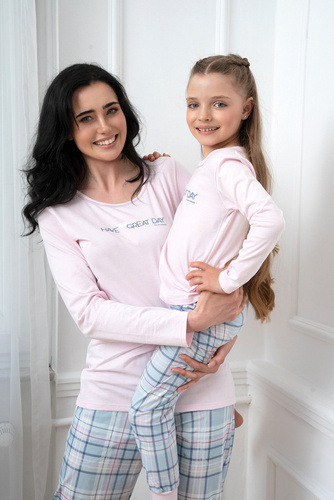 Піжама жіноча Glamour довгий рукав Italian Fashion, - рожевий/принт