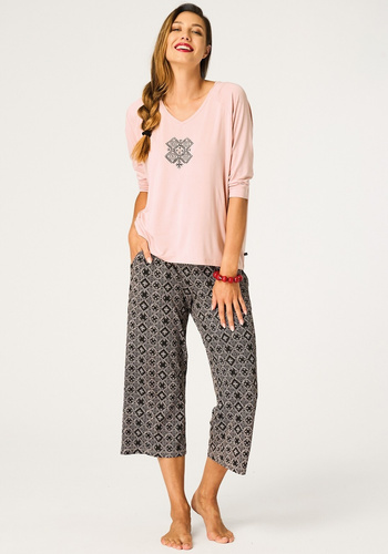 Key LNS 731 жіноча піжама абрикос віскоза 3/4