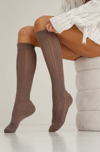 Підколінки жіночі 0330 Ażur Jodełka Milena,- бежевий