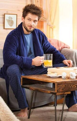 Чоловічий халат MGL 255 B24 Key,- темно-синій