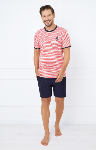 Чоловіча піжама Flota короткий рукав Italian Fashion  - принт червоний/темно-синій