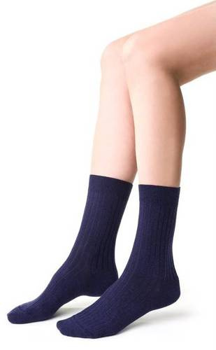 Жіночі шкарпетки в рубчик ART.130 Natural Merino Wool Steven-004,- темно-синій