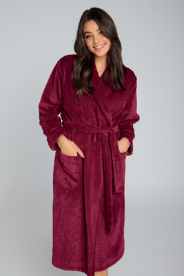 Жіночий теплий халат Bona — Italian Fashion | Полар, візерунок «косичка»