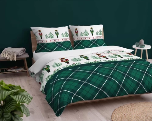 Фланелева постільна білизна 4938 B świąteczna Dziadek do orzechów Detexpol, - зелений