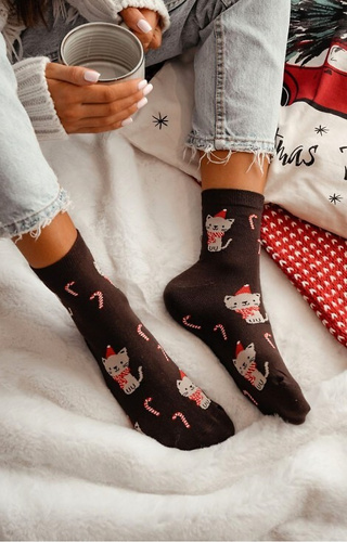 Жіночі шкарпетки Milena 1283-037 Kotek  – святкові, бавовняні