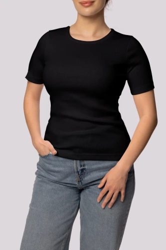 Жіноча футболка Ribbed Mona,- чорний
