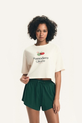 Жіноча піжама Henderson 43724 Dessie, 100% бавовна, короткий рукав, шорти, принт з помідором