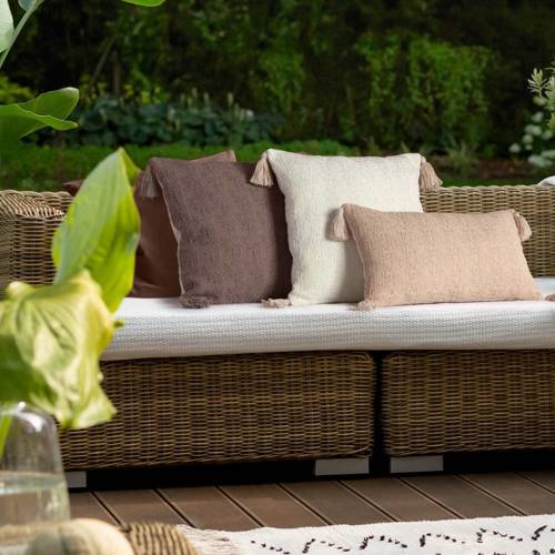 Декоративна наволочка Boho з китицями на кутах Eurofirany, - бежева