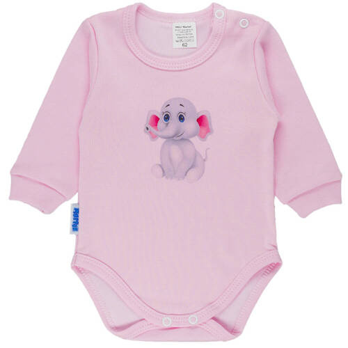 Дитяче боді Słonik з довгим рукавом  Martex, - рожевий