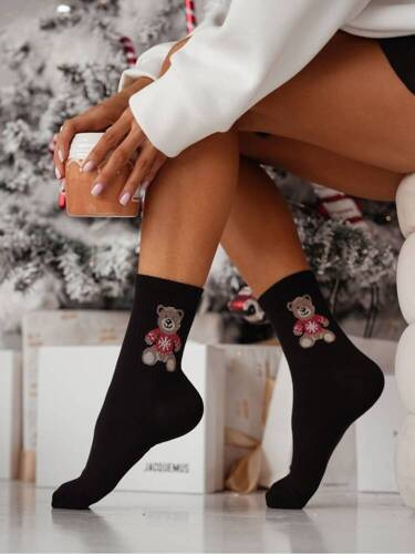 Жіночі шкарпетки новорічні Ведмедик 0200-132 Milena, - екрю
