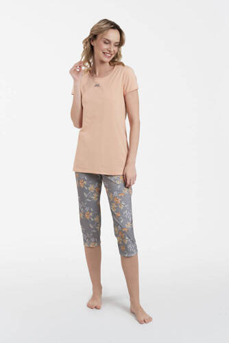 Піжама жіноча Kasali кофта + капрі Italian Fashion, - лосось/принт