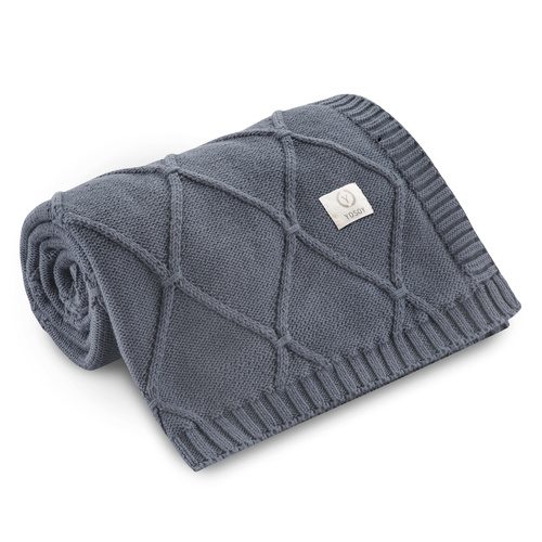 В'язаний пледик для дитини Diamond YOSOY - темно-синій