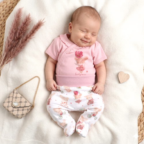 Дитяче боді Nini Little Mouse органічна бавовна копертне короткий рукав