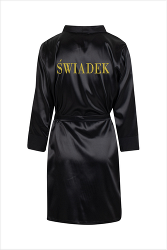 Халат сатиновий чоловічий "Свідок"  ByShelly, - чорний/золотистий