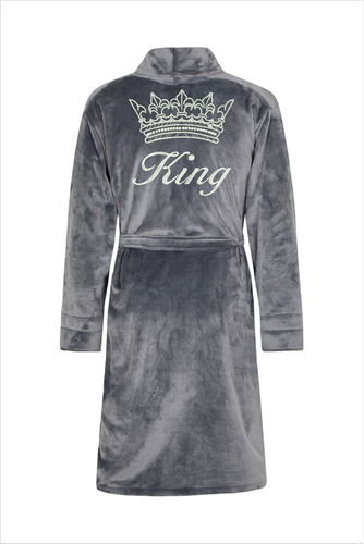 King + Korona Халат чоловічий флісовий ByShelly - графітовий/срібний