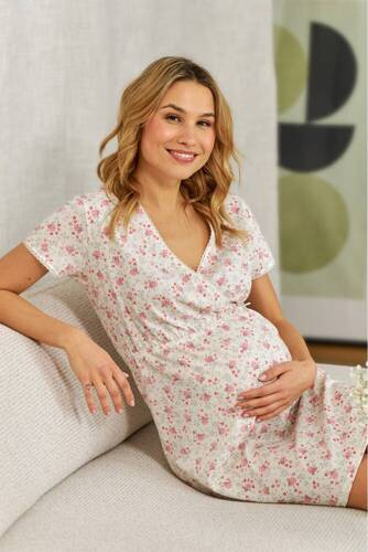 Нічна сорочка для вагітних і годуючих жінок 9394 Doctor Nap, - rose flowers