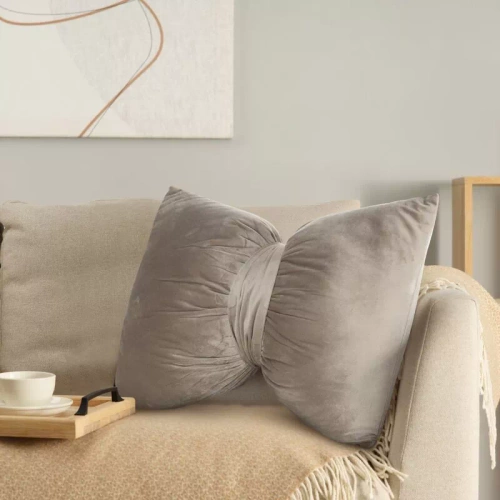 Eurofirany Святкова подушка 45x55 – оксамитова з бантом- бежевий