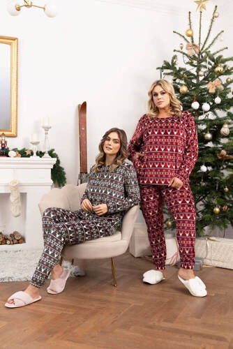 Жіночий флісовий комплект Islandia Italian Fashion -бордовий/ принт