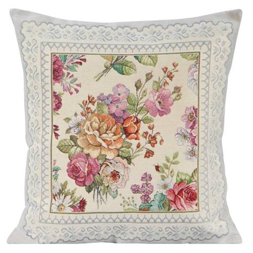 Декоративна наволочка з витканим квітковим мотивом Eurofirany, - сріблястий