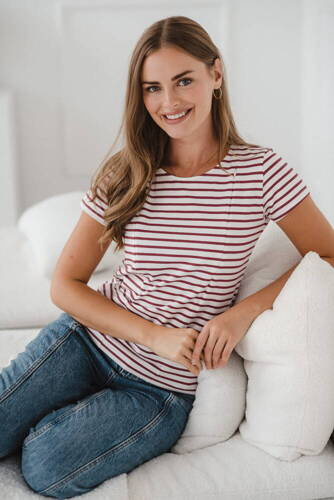 Кофта для грудного годування Milk&Love, - бордовий/смужки