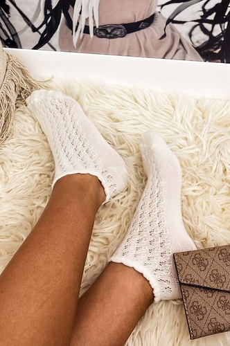 Ажурні шкарпетки жіночі 1504 Ażurowe Milena, - екрю