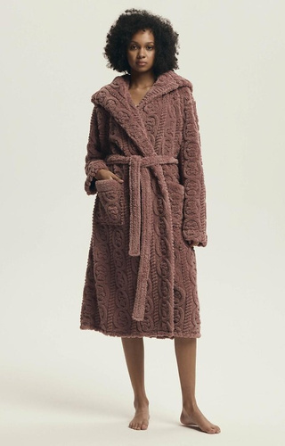 Жіночий халат Darlena Henderson 43592 – довгий, з капюшоном, м’який, з поясом