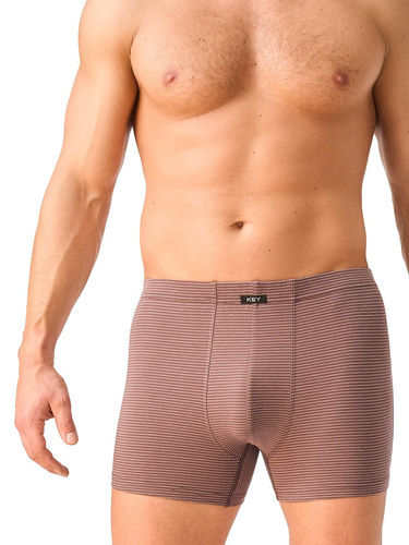Чоловічі боксерки Key MXH 374 з бавовни, приталені, з широкою гумкою – коричневі
