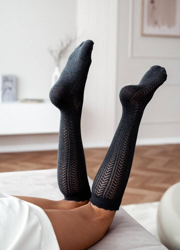 Підколінки жіночі 0330 Ażur Jodełka Milena, - графітний