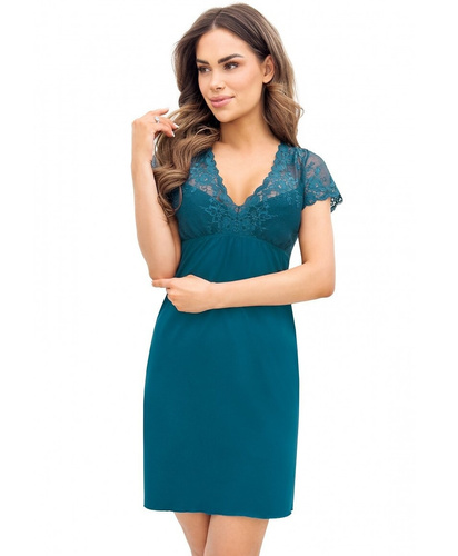 Нічна сорочка жіноча Daria Donna, petrol, - віскоза, мереживо, короткий рукав