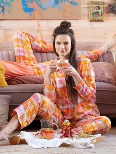 Піжама жіноча LNS 473 Фланель Key, - абрикосовий