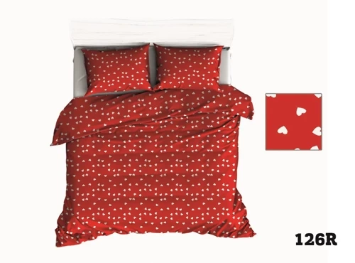 Бавовняна постільна білизна R126 Walentynkowa serduszka Karo, - червоний