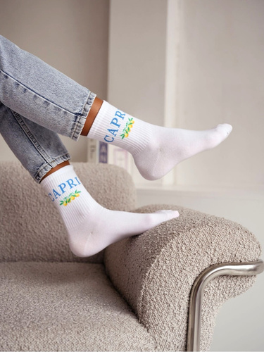 Жіночі бавовняні шкарпетки Milena 0200-239 Capri– зручні, у рубчик white