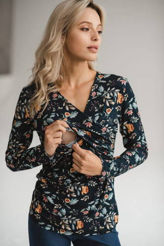 Milk Bar Кофта для вагітних та годуючих Milk&Love синій, принт