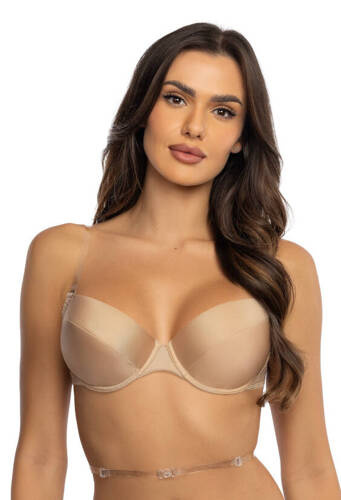 Бюстгальтер 909/1 Kaja Mat - бежевий, прозора спина, силіконовий пояс, гладкі чашки пуш-ап