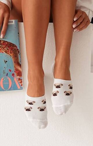 Короткі жіночі шкарпетки 0576 Mopsy Milena,- білий