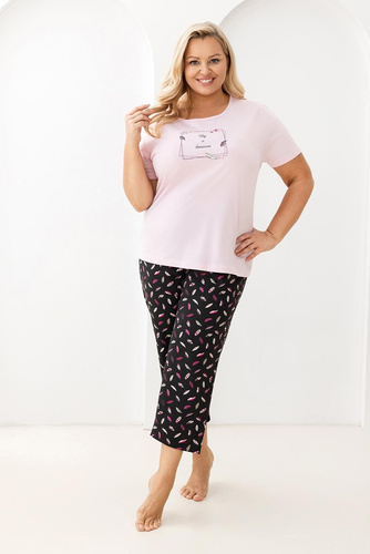 Нічна сорочка 733 Regina – бавовняна, з коротким рукавом, півокрглий декольте, з декоративним принтом | Комфорт та стиль