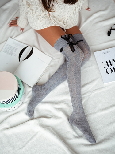 Заколінки жіночі зі стрічкою 835 Milena- сірий