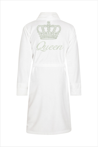 Queen + Korona Халат жіночий флісовий ByShelly -білий/сріблястий