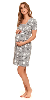 9393 Hічна сорочка для вагітних і для вигодовування Doctor Nap - сірий лебідь