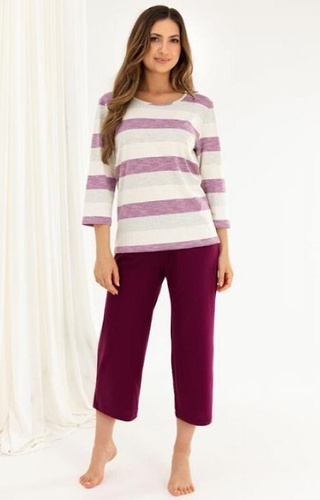 Жіноча піжама 719 Regina, фіолетовий – віскоза та бавовна, рукав 3/4, штани 3/4