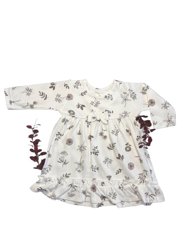 Сукня для дівчинки Mamatti SK15236 – з довгим рукавом, у листочки, бавовняна